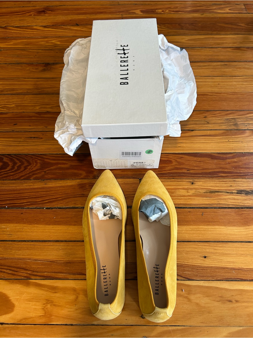 Ballerette Campo Marzio Marigold Suede Pointed-Toe Ballet Flats, Nib 37 — image 3 of 7